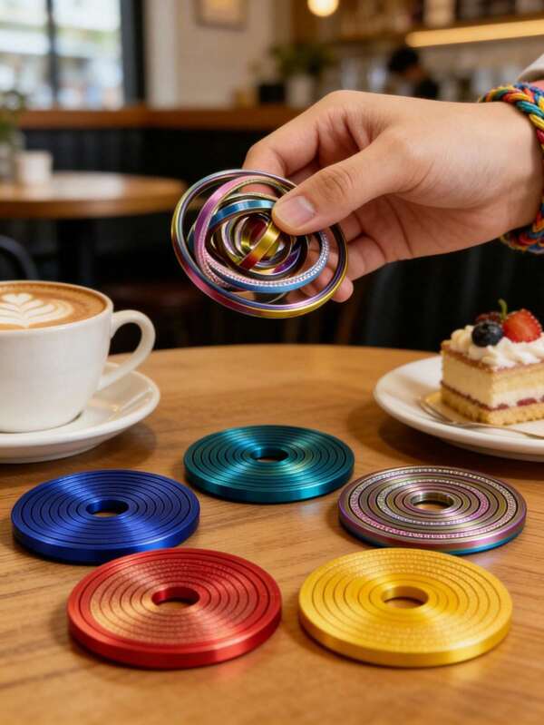 1pc 3D Printed Creative Rotating Ring, Adult PLA Material Mini Creative Fingertip Stress Relief Toy, Physical Gyroscope Rotating Design, Suitable For Office And Gaming, Perfect Party Gift