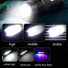 Portable USB Rechargeable Mini LED Flashlight With Pen Clip, ABS Telescopic Zoom Work Light With Side Light, Suitable For Commercial, Home, Fishing And Emergency Lighting - 彩色 - 查看 4