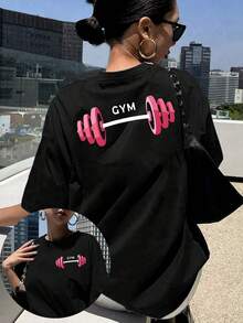 Camiseta de verano estampada de manga corta para mujer, top para mujer, tejido de algodón puro, corte regular.blusas para mujer playeras de mujer blusas casuales para dama conjuntos de mujer - Negro - Ver 1