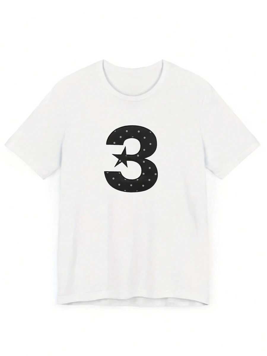 2026 Spring/Summer New Style Number 3 T-Shirt With Polka Dot Print, Suitable For Leisure Wear And Commuting. - 白色 - 查看 1