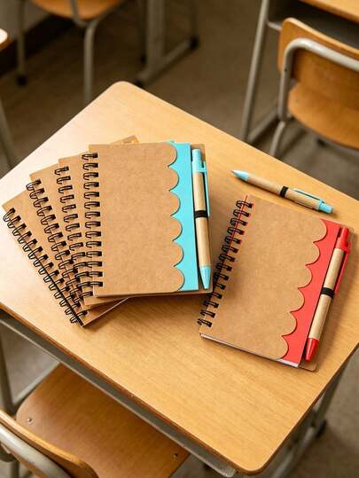 5pcs Spiral Notebooks, Quick Note Notebooks With Pen And Pen Holder, Macaron Mixed Colors, Compact Portable Pocket Storage, Plan Making, Memo Writing, Office And School Supplies, Team Appreciation Party Gifts, Teacher Gifts, Thank You, School Supplies, Classroom, Christmas, Stationery Supplies