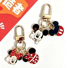 1/2pcs Disney New Cute Heart-Shaped Mickey Minnie Mouse Couple Keychain, Unisex Exquisite Metal Bag Charm Key Chain - Multiple Styles - View 11