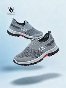 Zapatos deportivos para exteriores para hombres y mujeres, zapatos casuales cómodos y antideslizantes para hombres, zapatos ligeros y transpirables para hombres, zapatos de pareja para hombres y mujeres, zapatos de senderismo originales de marca, zapatos de correr árabes (patrón asimétrico) - Gris D20 - Ver 3
