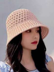 1件女款輕量夏季遮陽帽－寬帽簷透氣釣魚帽，附通風孔，防紫外線，適合海灘與戶外活動，沙灘帽 - 彩色 - 查看 5