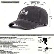 1pc Vintage Forest Pine Tree Silhouette Embroidery Washed Style Dad Hat, Classic Low-Crown Adjustable Baseball Cap, Suitable For Outdoor Exploration, - A - View 2