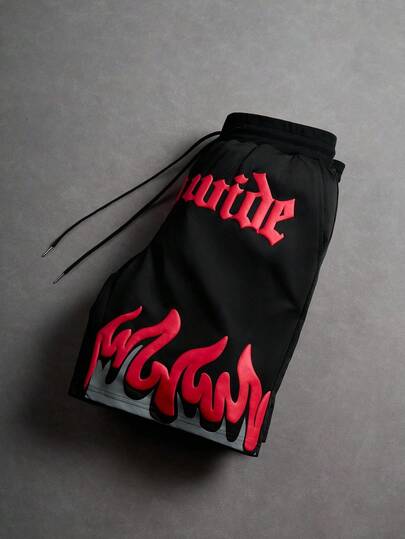 2026 New  Men's Street-Style Hot Selling INS Matching Flame Graphic Printed Casual Shorts, Boyfriend/Husband Gift, Anniversary Gi,Fre Luncky