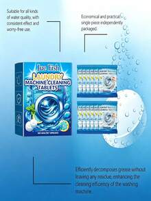 Washing Machine Cleaning Effervescent Tablets, Deep Cleaning Formula, Compatible With Top Load And Front Load Washing Machines, Removes Odors, Limescale, Water Stains, Soap Scum And Lint, Leaves Fresh Fragrance, Suitable For High Efficiency Washing Machines, Convenient To Use, Essential For Laundry, Economical And Affordable, Highly Recommended By Landlords, Fresh Lemon Scent, Monthly Maintenance - Multicolor - View 6