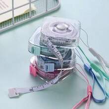 Retractable Soft Tape Measure With Hanging Cord And Button, Double-Sided CM/Inch Scale, Press-Lock, Ergonomic Design, Portable Ruler Suitable For Body Measurement, Sewing And DIY Crafts (Multi-Color), Back To School - Multiple Styles - View 5