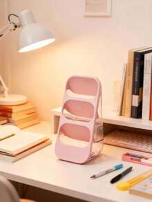 1/2/3pcs Pink/White Desktop Storage Box + 2 Transparent Single Compartment Storage Box/Set, Large Capacity Partitioned Marker Storage Rack, Multi-Functional Stationery Storage Box, Visible Transparent Desktop Organizer, Thickened Durable Classificati - Type a - View 5