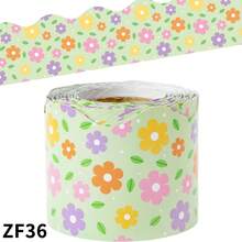 393.7 Inches/Roll Green Colorful Mini Floral Design Bulletin Board Sticker, Classroom Office Blackboard Decoration Decal - One Size Fits All - View 9