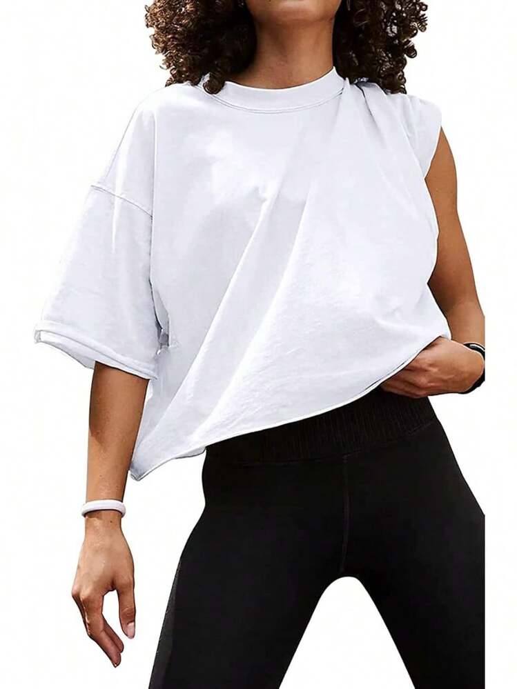Camisetas Cortas de Manga Corta para Mujer, Estilo Casual, Básicas, de Algodón, para Yoga, Running y Deportes - Albaricoque - Añade 20