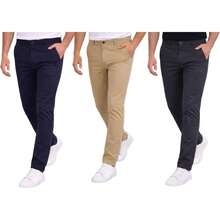 Holstone Pack 3 Pantalones Estilo Chino de Gabardina Premium Hombre - Uso Casual y Oficina Moda Caballero - Pantalón de Algodón. - Negro - Verde Olivo - Gris Oxford - Ver 16