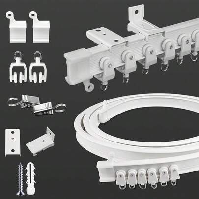 1 Set Riel de Cortina Flexible de PVC Fácil de Instalar, Adecuado para Instalar Cortinas de Ducha, Cortinas de Ventana y Cortinas Decorativas. Múltiples Estilos de Rieles de Cortina de Ducha, Accesorios de Riel de Cortina/Cortina de Ducha y Barras de Cortina de Ducha Disponibles. Decoración del Hogar y Baño, Decoración de Otoño, Accesorios de Baño, Regreso a la Escuela