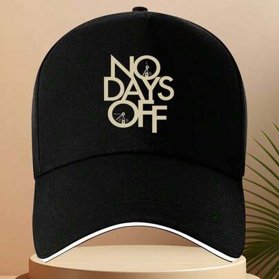 1pc Baseball Cap With NO DAYS OFF Motivational Hat - Adjustable Strap, Lightweight Sporty Design Gym, Running, Outdoor Activities - Black With Golden Lettering - Men's Fitness Hat, Workout Gear, Stylish Headwear, Comfortable Fit, Performance