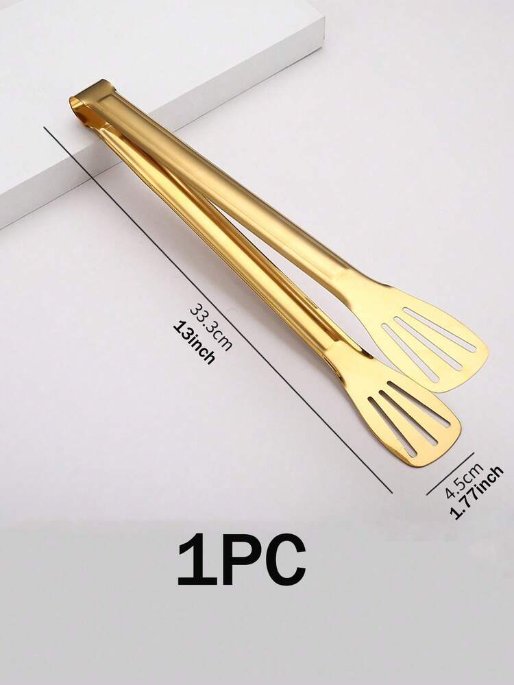 1 buah Penjepit Makanan Stainless Steel, Peralatan Dapur untuk BBQ, Roti, Steak, Memanggang dan Membakar - Emas - View 7