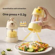 1pc Bear Shaped Quantitative Spice Jar Moisture Proof Sealed Seasoning Container Household Salt Sugar Storage Bottle Cute Kitchen Condiment Can Practical Cooking Gadget For Daily Kitchen Prep Housewarming Holiday Gift For Home Cooks - Multicolor - View 2