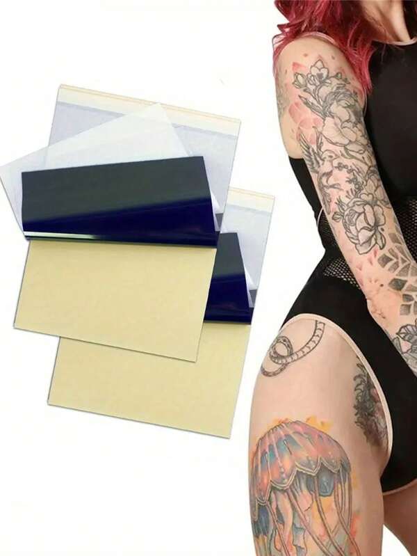 100pcs Professional Tattoo Transfer Paper - High-Quality Stencil Transfer For Effortless Tattooing - Advanced Thermal Carbon Copier - Durable & Seamless Compatibility With Tattoo Supplies