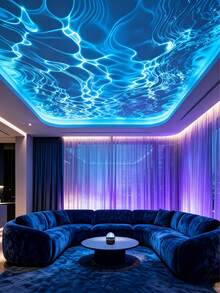 Luz de ambiente Soft Wave Glow, proyector RGB de ondas con cable USB tipo C y control remoto para decoración de dormitorio - luz policromática - Ver 2
