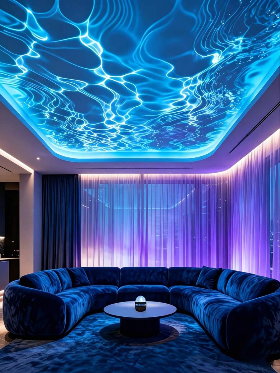 Luz de ambiente Soft Wave Glow, proyector RGB de ondas con cable USB tipo C y control remoto para decoración de dormitorio