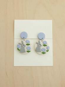 Cortadores de arcilla polimérica con formas de animales, conejo, oso, pájaro & silueta de gato para suministros de manualidades de pendientes hechos a mano con un toque caprichoso - Blanco - Ver 6
