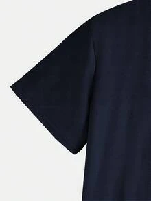Men'S Black And White Patterned Casual Short-Sleeve T-Shirt For Spring, Summer, And Autumn. - 黑色 - 查看 3