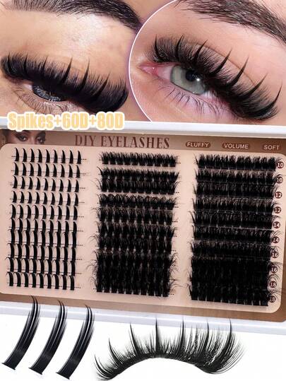 60D+200D/120D+160D/80D+100D/100D+120D/60D+80D Einzelne 3 Mix 220 Stücke/260 Stücke/290 Stücke Russisches Wimpernverlängerungs-Set 3D Lockige Wimpernbündel D-Lockige Wimpernbündel Set 10-18MM DIY Wimpernverlängerungs-Set, Einzelne Wimpernbündel, Multi-Typ natürlicher Look, wiederverwendbare einzelne Segment-Kunstwimpern, intelligente superweiche DIY Wimpernverlängerung zu Hause, Wimpernbündel, Wimpernbündel, einzelne Wimpern, Wimpern, Kunstwimpern