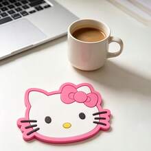 10PCS/3PCS/1PC SANRIO Cute Hello Kitty Silicone Coasters, Non-Slip Heat-Resistant Cup Mats, Home & Office Desk Decor, Perfect Holiday Gift - Multicolor - View 2