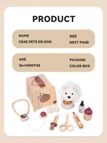 Children's Wooden Pet Care Toy Simulation Puppy Clinic Role Play Set Educational Early Learning Multi-Function Game Box 3-6 Years Old Pretend Play Toy - Multicolor - View 11