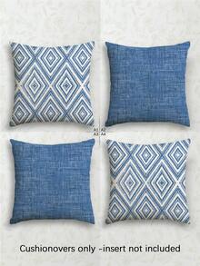 4件組波希米亞復古風抱枕套，菱形幾何圖案，幾何波希米亞抱枕套，極簡時尚線條圖案枕套，隱形拉鍊，可機洗，簡約居家裝飾枕套，適用沙發、客廳、臥室，不含枕芯 - 海濱鬆弛藍 - 查看 14