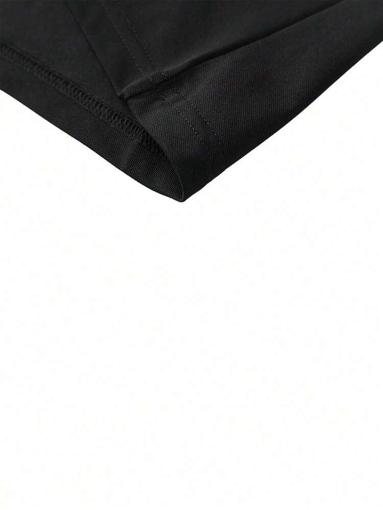 Men's Summer Lightweight Fabric Polo Shirt | Slim Fit Short Sleeve Solid Color Collared Top, Suitable For Daily, Commute, Office, Light Sports And Beach Wear - Black - View 6