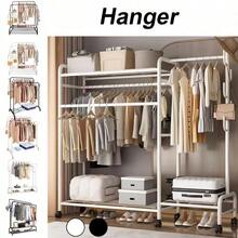 Ultimate Heavy Duty Metal Double Clothes Rail Storage Rack: A Stylish Solution For Hanging Garments, Shoes, Hats & Bags! - White - View 3