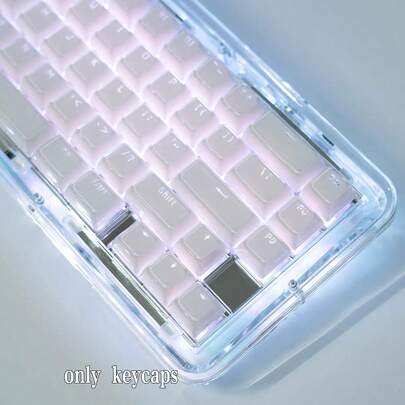 132pcs Jelly White Translucent Keycaps, PC Material, Cherry Height, Crystal Keycaps, Suitable For 61/64/68/75/84/87/98/104/108 Keys Mechanical Keyboards, Compatible With Cherry/Gateron MX Switches, High Quality Wear-Resistant Non-Fading Non-Oily, Suitable For Gifts And Personal Use, Hot-Swappable Keycaps, Highly Attractive Personalized Keycaps, Keyboard DIY, Customized Keycaps, Desktop Matching, Customized Keycaps, Keycap Set, Gaming Keycaps, Keyboard Accessories, Cute Keycaps