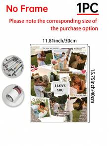 1件客製化情侶照片拼貼牆面藝術，剪貼簿印刷格言海報：You Are My Only，畫布週年情人節裝飾，波希米亞風臥室，可選相框 - 彩色 - 查看 14