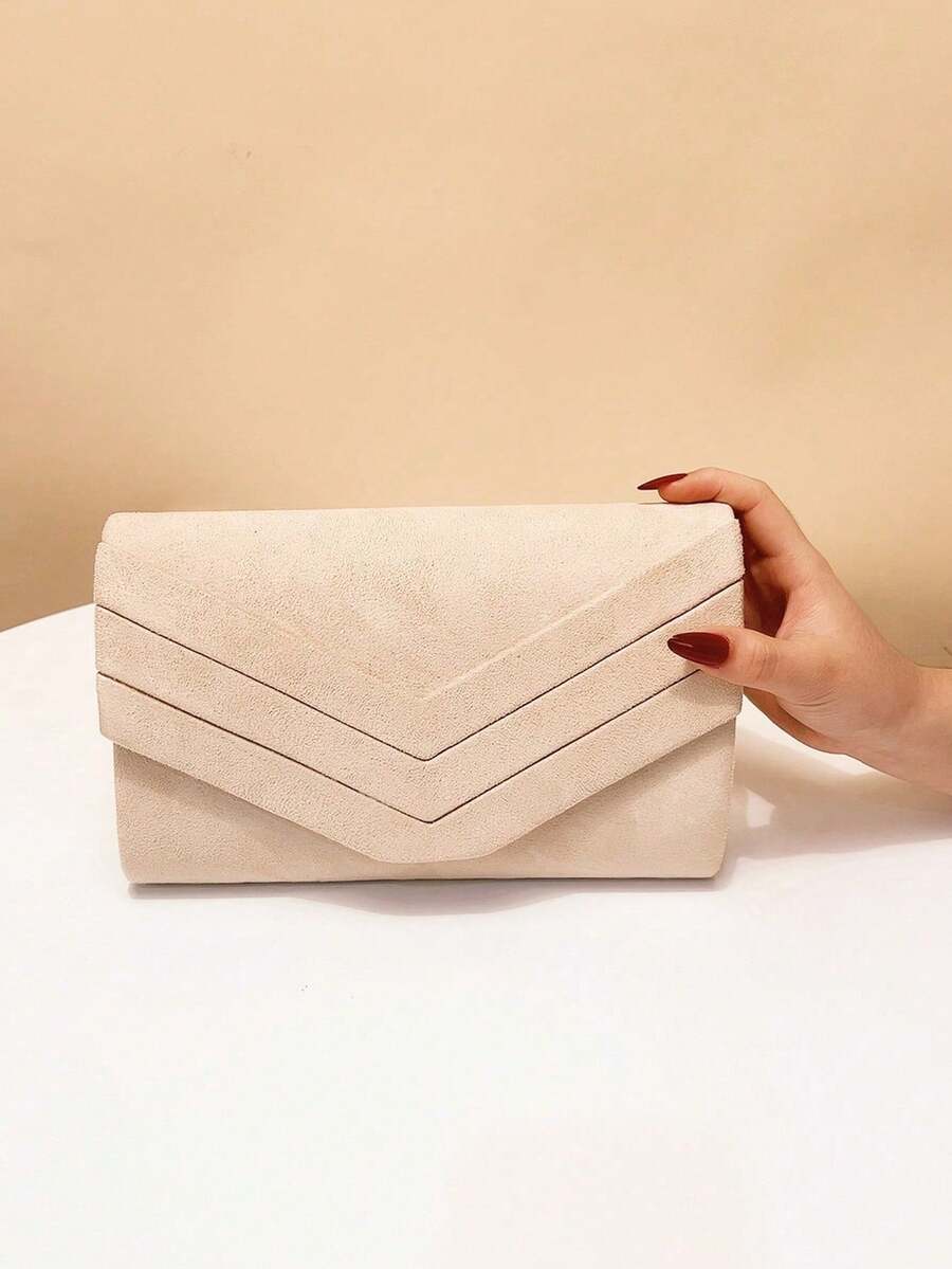Women's Straw & Velvet Evening Bag With Chain Strap, Suitable For Beach And Formal Parties - Rose Gold - View 1