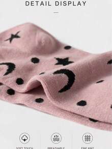 5 Pairs Of 5-Color Women's Preppy Short Socks, With Star And Moon Patterns. They Are Comfortable, Soft And Breathable, Suitable For Daily Wear. - Multicolor - View 2
