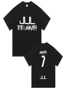 Camiseta estampada del rapero Jul |   Camiseta Casual de Manga Corta con Cuello Redondo, Adecuada para Todas las Temporadas, Estilo Unisex - Negro - Ver 1