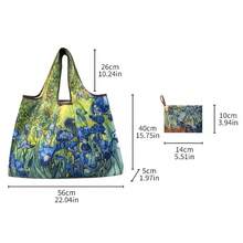 Women's Foldable Tote Bag, Large Capacity Shopping Bag, Oil Painting Style Bag, Washable Shopping Bag, Starry Night And Iris Pattern, Suitable For Commuting, Travel, Business Trip, Shopping, Back To School, Women's Gift, Holiday Gift, Birthday Gift - A - View 6
