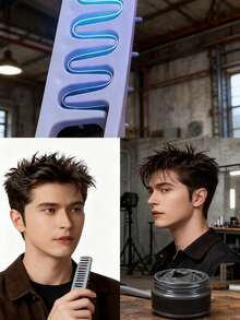 1pc Fluffy Wide Tooth Comb, Fluffy Styling Comb, Men's Styling Comb, Hair, Suitable For Men And Women, Made Of ABS Plastic Material, With Textured Handle Design, Suitable For All Hair Types Including Coarse, Curly, Wavy And Natural Hair, Suitable For Home And Travel Use, Easy To Comb And Style, Essential Hair Care Tool, Lightweight And Portable. - Multicolor - View 8