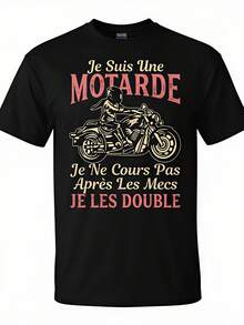 Maglietta da motocross da uomo con stampa sul retro - Adatta per motociclisti, maglietta a maniche corte traspirante con collo rotondo, abbigliamento casual da motocicletta, regalo per appassionati di motociclette, lavabile in lavatrice. - nero - Visualizzare 1