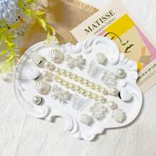 18 pezzi Catene piccole con perline serie bianca, farfalla bianca, accessori floreali, charm per scarpe serie rosa carini adatti per ciabatte forate - Bianco - Visualizzare 5