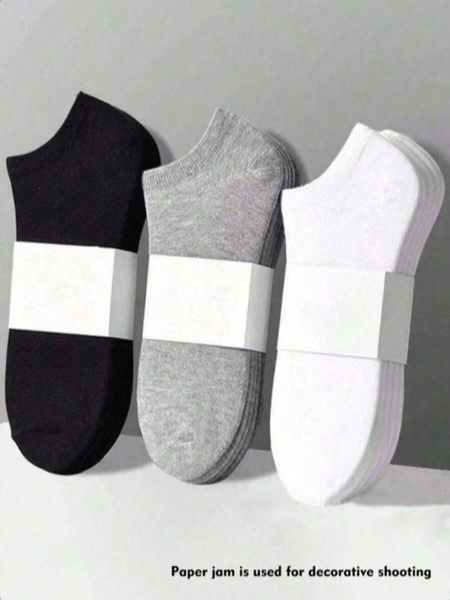 60pcs/30pcs/24pcs/20pcs/18pcs/2pcs Unisex Sports Socks, White/Black/Gray Short Crew Socks, Invisible Socks, Minimalist Solid Color, Suitable For Casual Daily Wear - Multicolor - View 1
