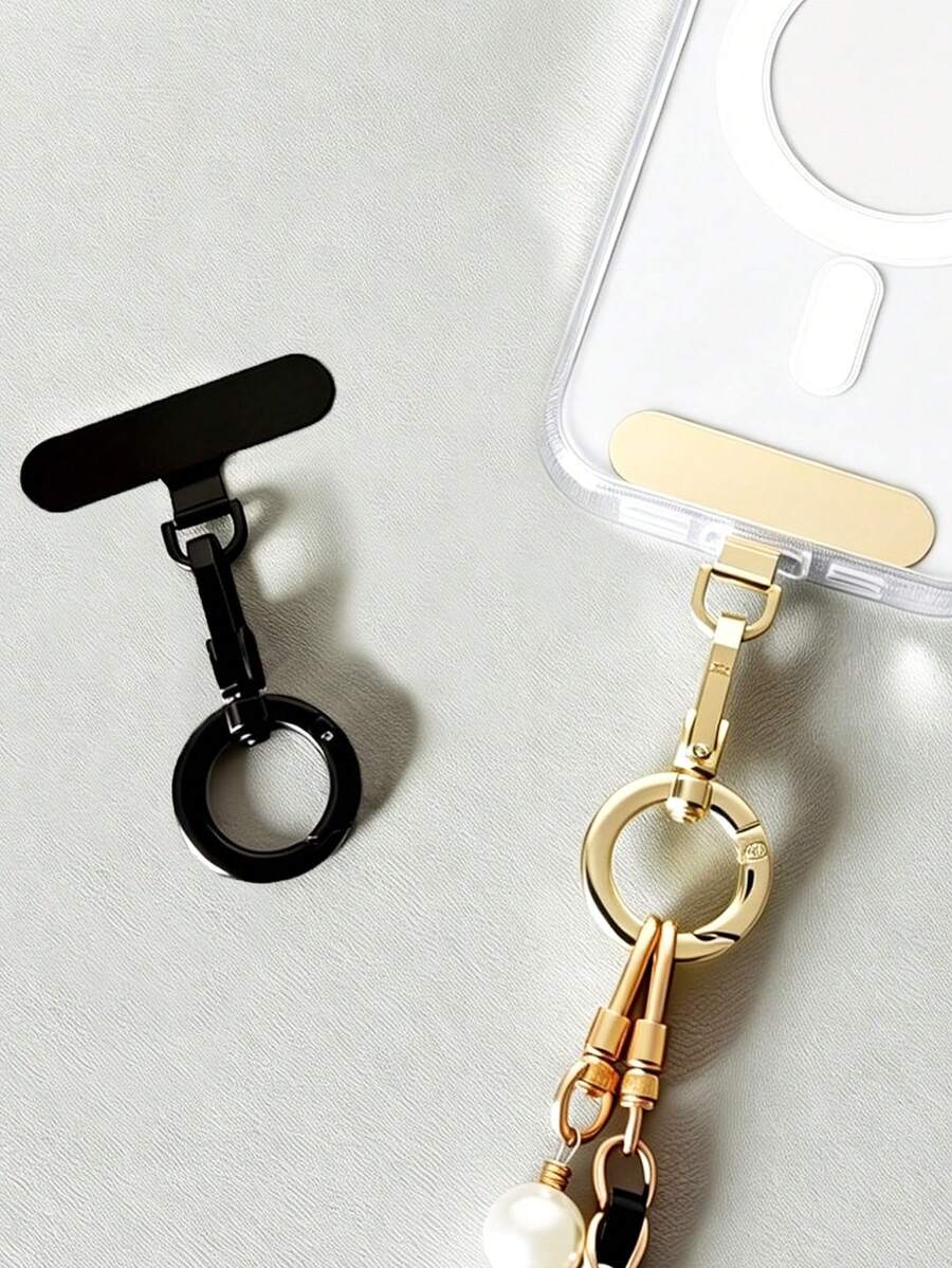 Stainless Steel Circular Spring Clip And Strap Combination | 360° Rotatable Ultra-Thin Metal Patch, Suitable For Mobile Phone Lanyards, Universal Mobile Phone Accessories - Multicolor - View 1