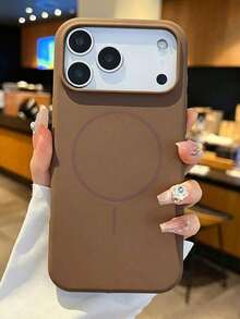 奢華磁吸軟矽膠手環手機殼，適用於 iPhone 17 Pro Max 17 16 15 14 13 12 11 Pro Max Plus，支援磁吸無線充電，防摔保護殼 - 深棕色 - 查看 3