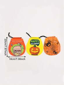50pcs/Set Halloween Drawstring Bags With Pumpkin And Candy Designs, Party Storage And Decoration Bags, Featuring Pumpkin, Spider, Bat, And Witch Patterns. Halloween Decorations For Parties To Add To The Festive Atmosphere. - A - View 4