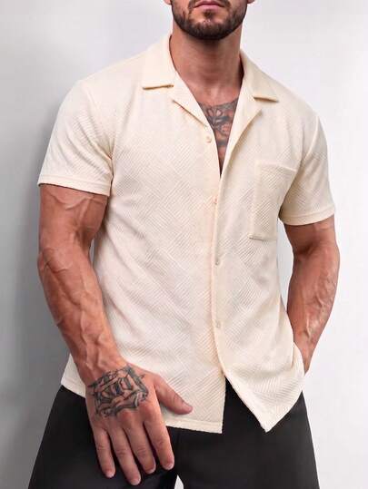 ZYNTH BALENO Men's Fashionable Jacquard Loose Fit Short Sleeve Shirt, Suitable For Gym, Outdoor Sports In Summer