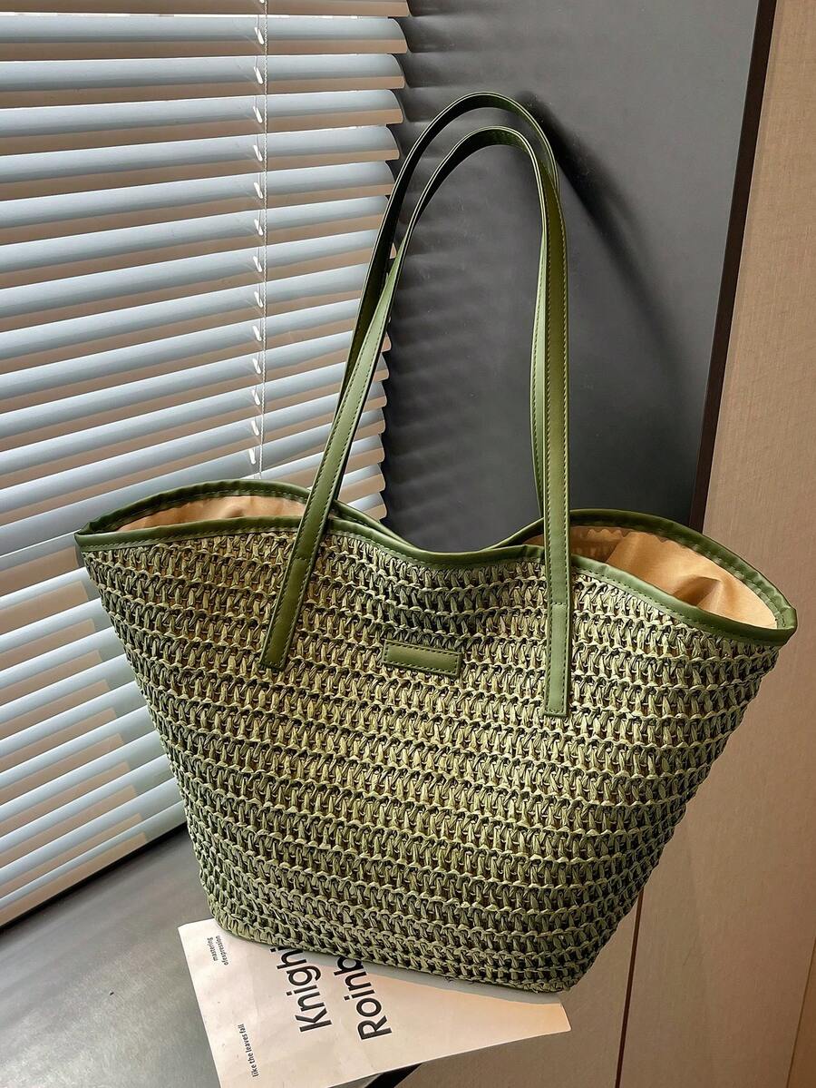 Bolso de hombro minimalista de gran capacidad Bolso tote Bolso de hombro arcoíris - Verde - Ver 1