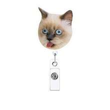 1pc/2pcs/3pcs Acrylic Cat Expression Retractable Rotating Badge Reel Doctor Nurse Keychain ID Holder - Multicolor B - View 17