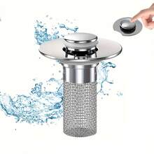 Stainless Steel Pop-Up Sink Drain Filter With A Removable Basket - Suitable For Bathtub/Shower Drain Covers, A Hair Collector To Prevent Clogs, Easy To Replace The Stopper For Clearing Blockages (No Chemicals Needed/Easy To Clean) - A - View 4