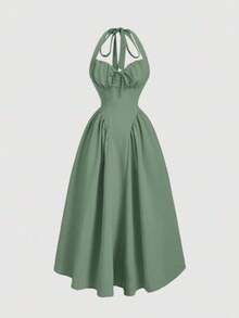 Women Midi Dresses - Green - View 1