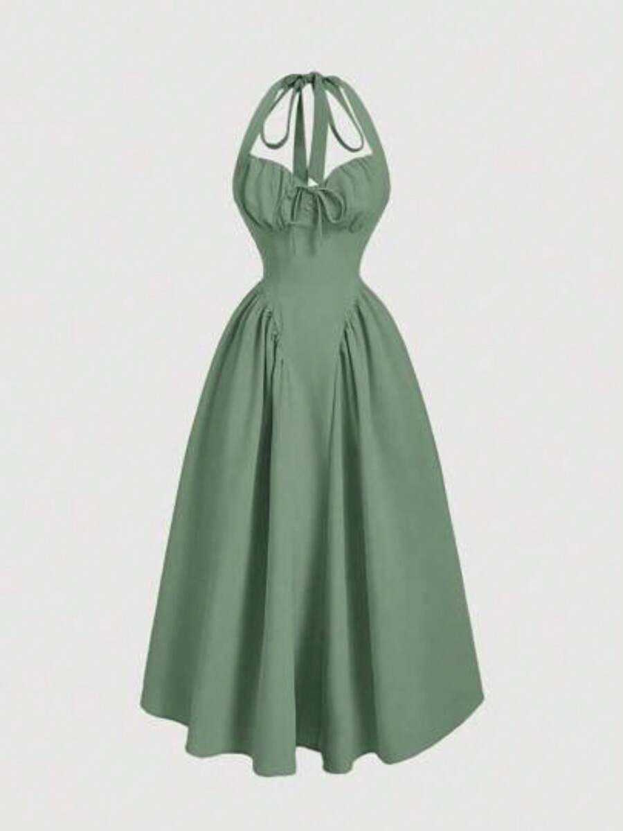 Women Midi Dresses - Green - View 1